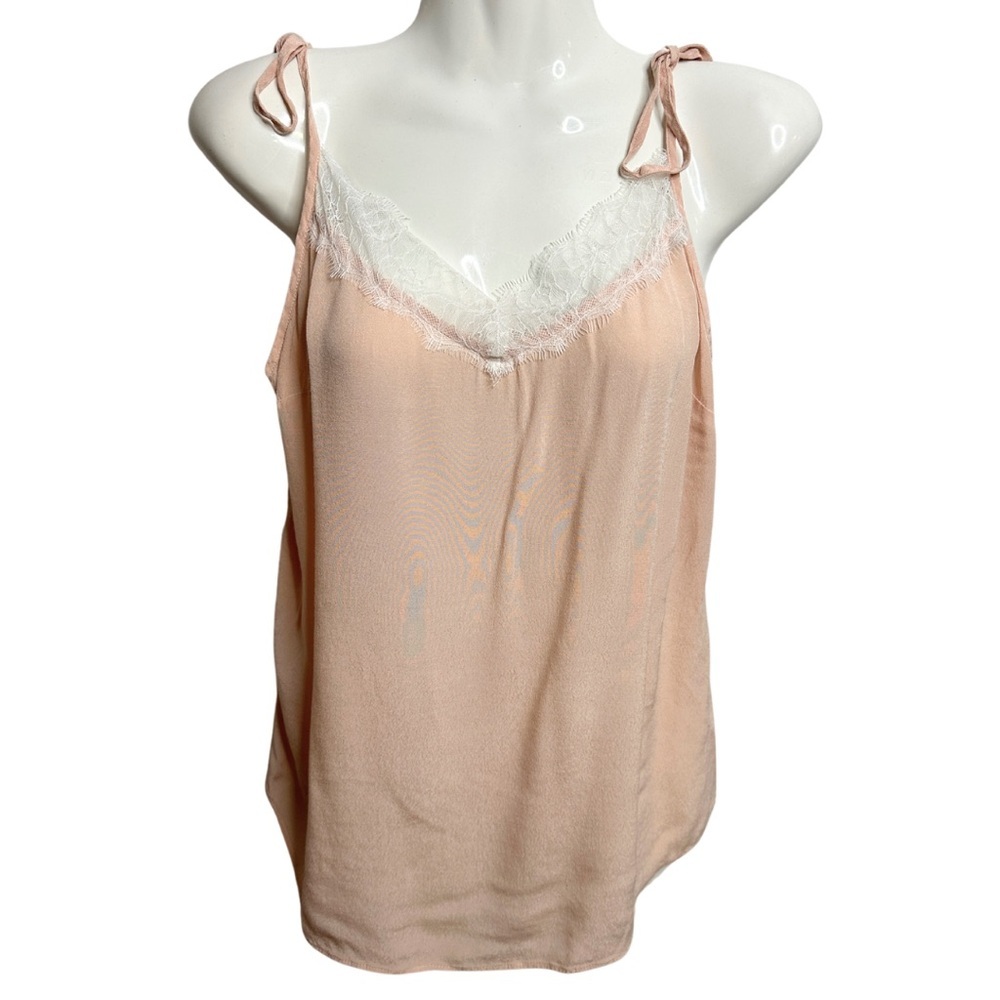 RW&Co. Lace Trim Pink Cami Top Medium
